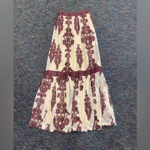 Altar'd State Cream and Purple Maxi Skirt